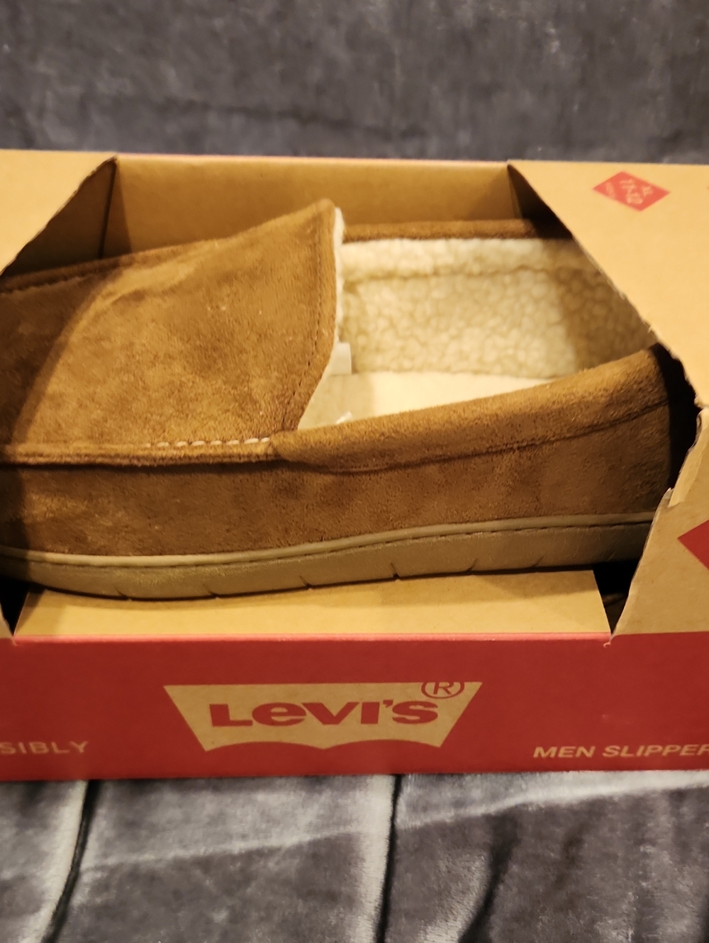 Levi's Brown Suede Slip-On Loafers with Sherpa Lining
